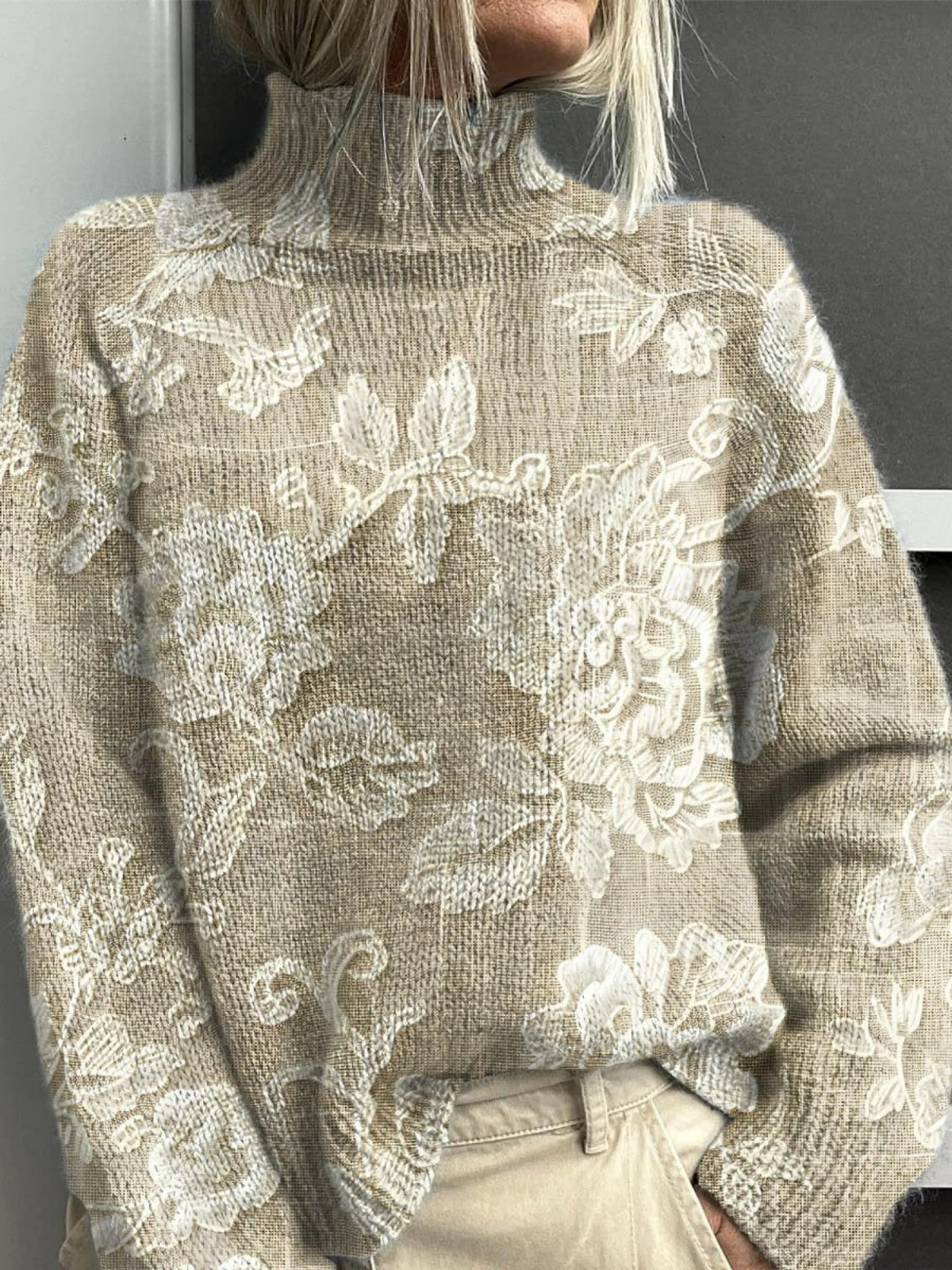 Lenine | Maglione Floreale Vintage Collo Alto