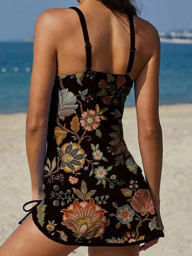 Fiesta | Tankini grafico floreale con short, effetto pancia piatta