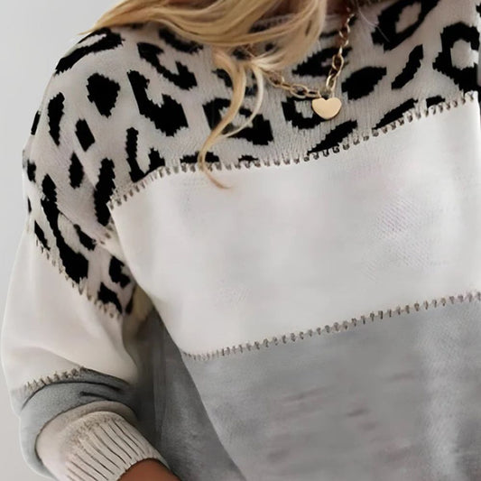 Noemi | Maglione Linea Regolare con Motivo Leopardato