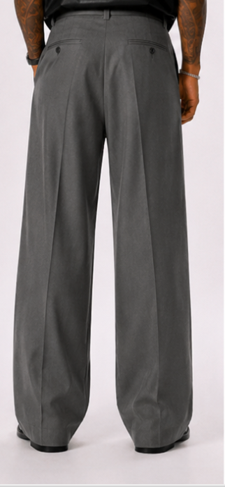 Pantalones casuales de pierna ancha de color liso para hombre