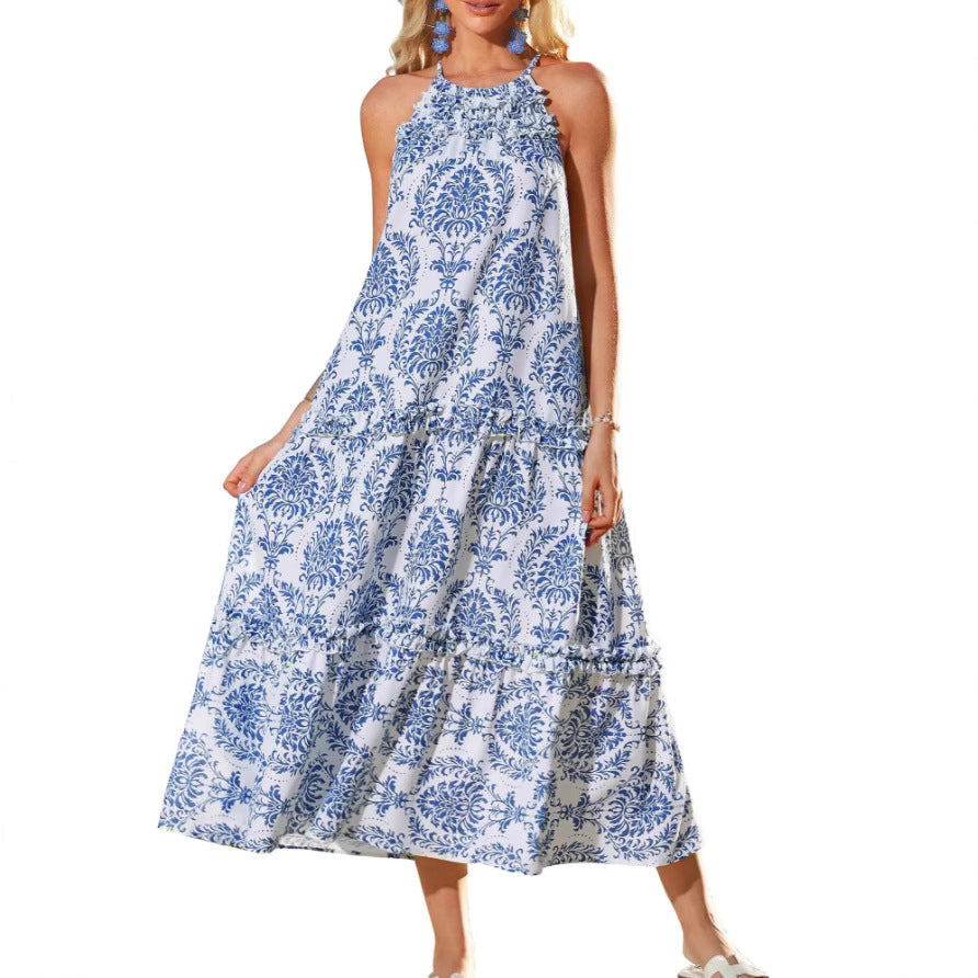 Felicity | Abito lungo a strati con scollo all'americana in stile boho chic