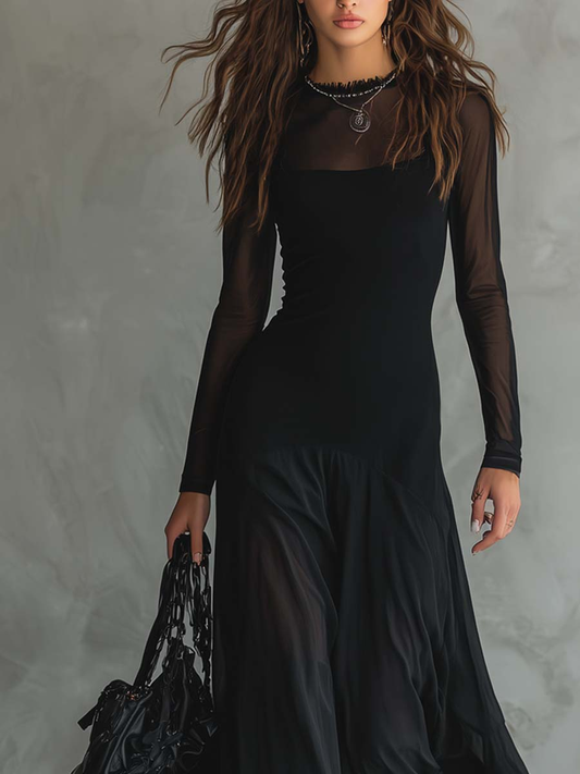 Neroa | Abito maxi a vestibilità ampia in tulle nero