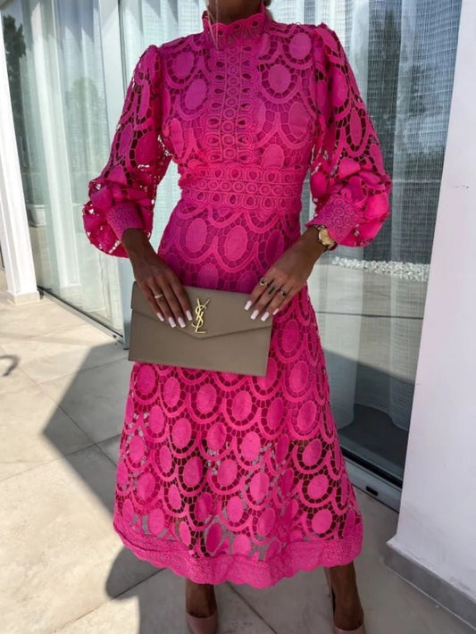Eloah | Abito Midi in Pizzo Elegante