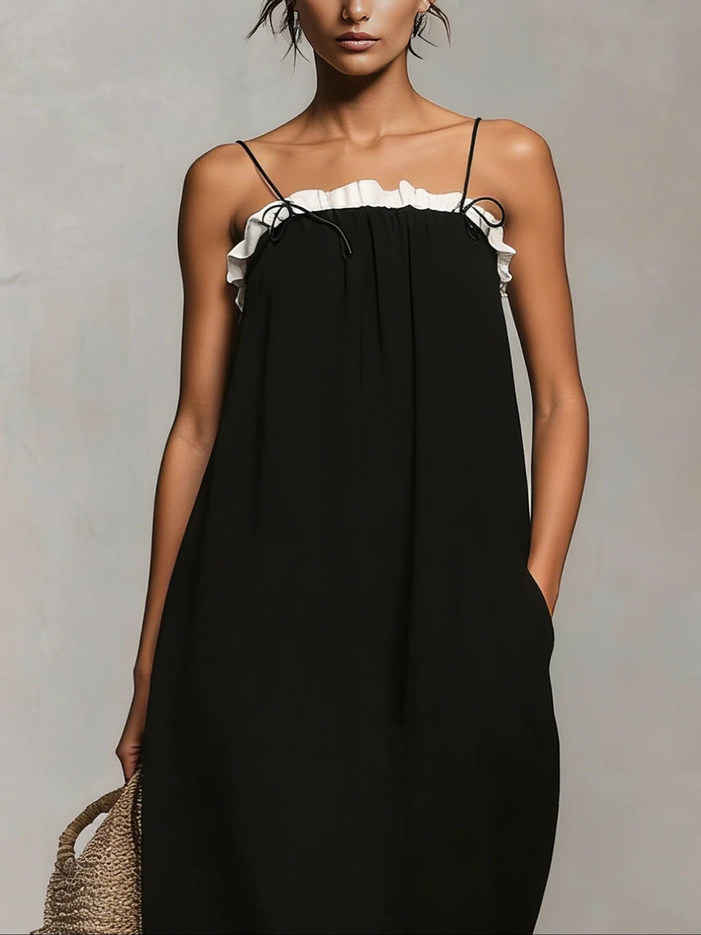 Mirelle™ | Abito Maxi con Blocchi di Colore e Spalline Sottile