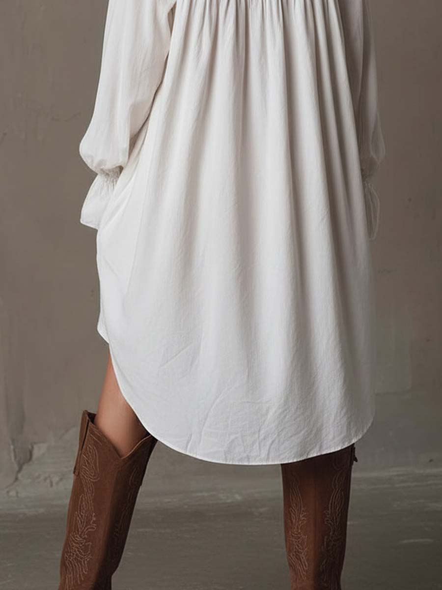 Lucia | Abito Camicia con Dettagli in Pizzo