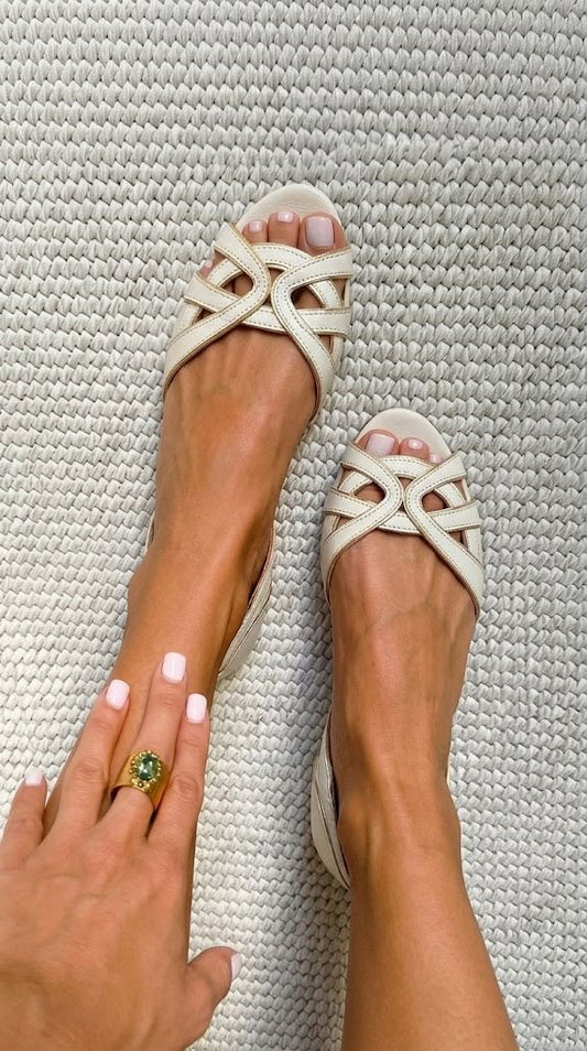 Camilla™ | Sandali Intrecciati Eleganti Color Crema