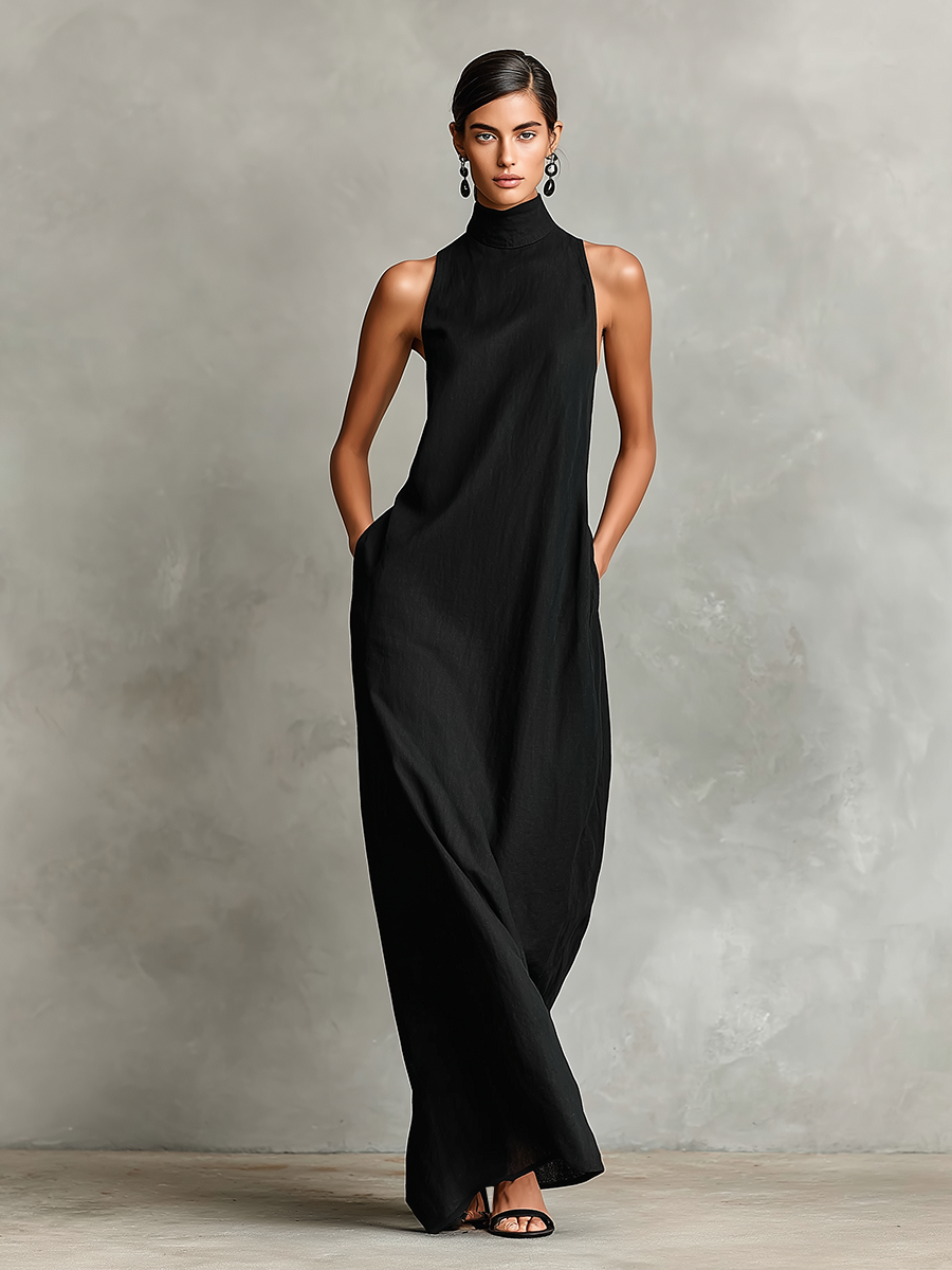 Caterina | Vestido Largo Negro Minimalista