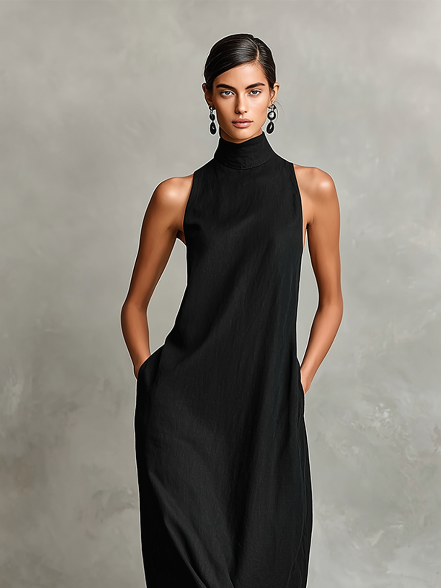 Caterina | Vestido Largo Negro Minimalista