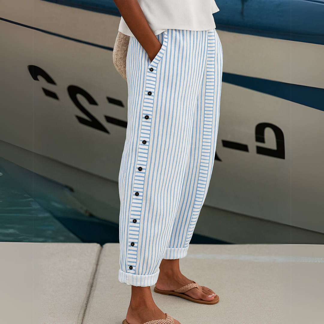 Caitlin | Pantaloni Eleganti a Righe con Bottoni
