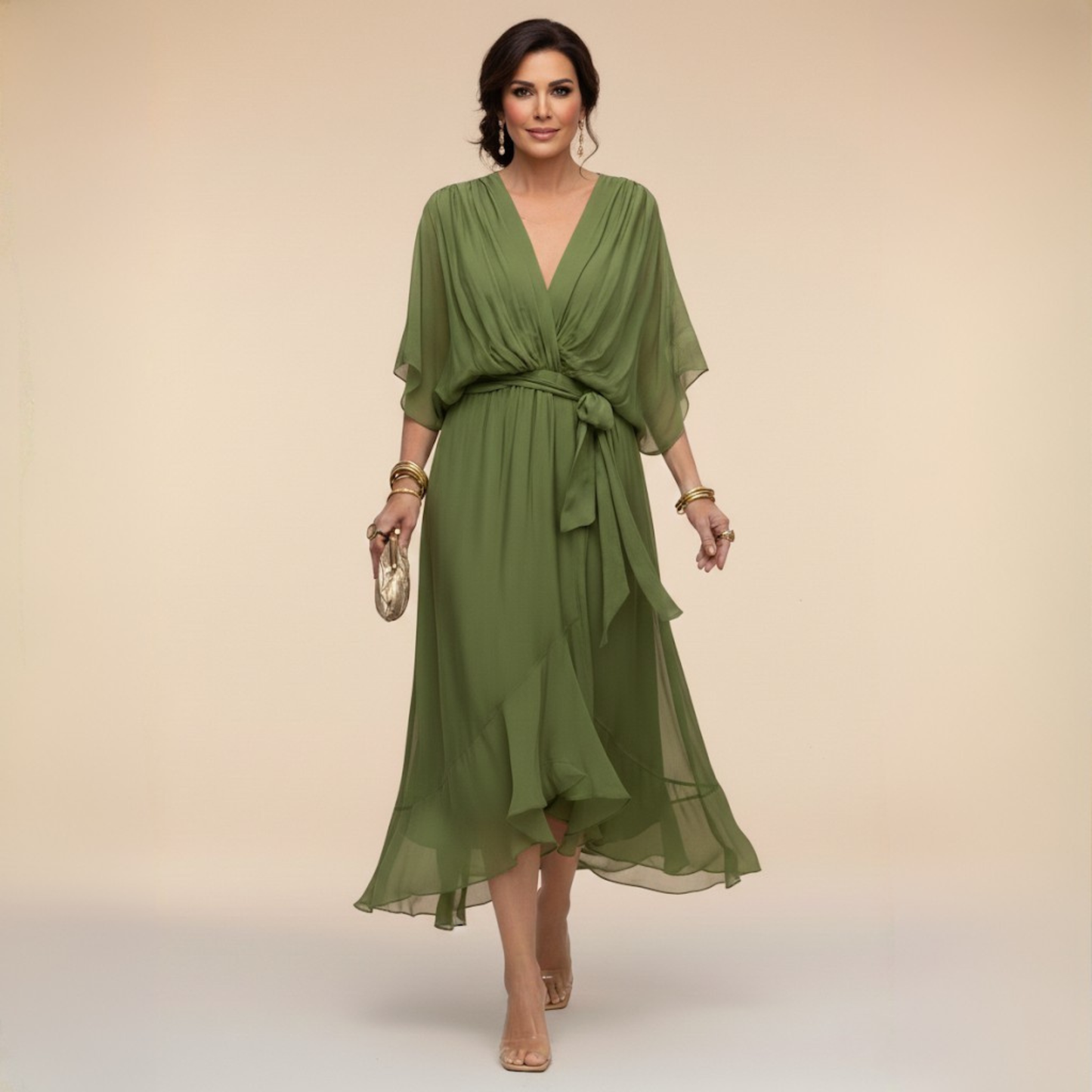 Sfumato | Abito in Chiffon con Scollo a V