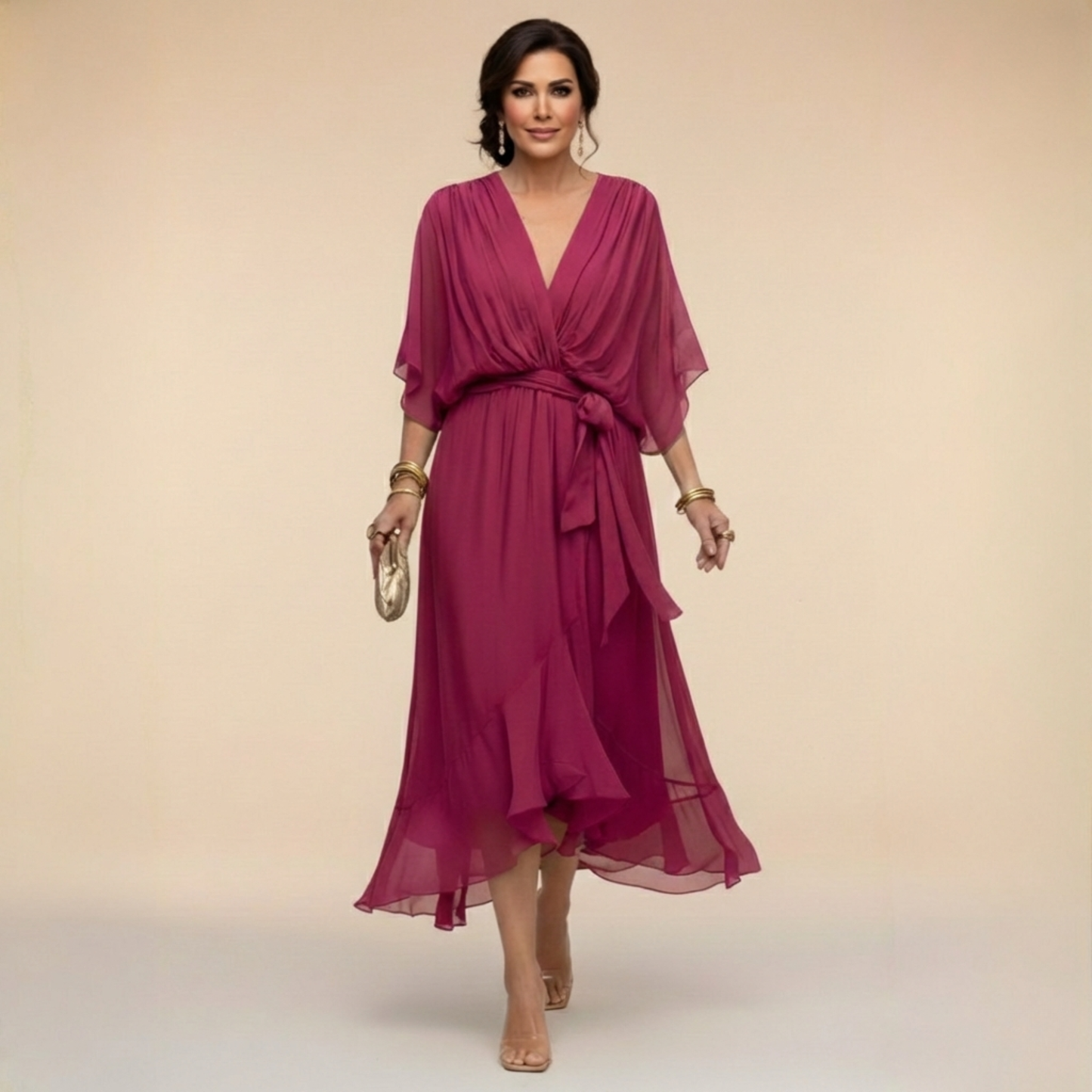 Sfumato | Abito in Chiffon con Scollo a V