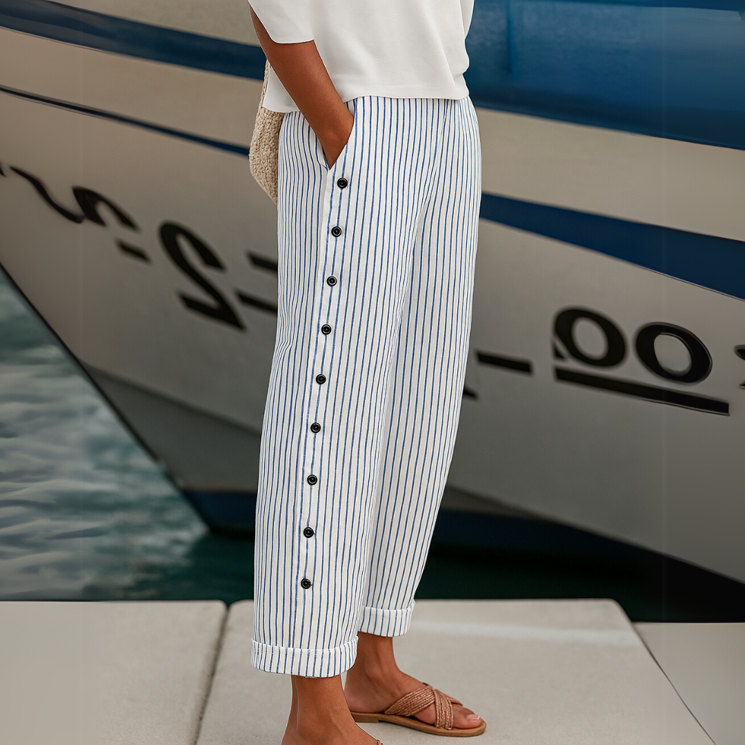 Caitlin | Pantaloni Eleganti a Righe con Bottoni