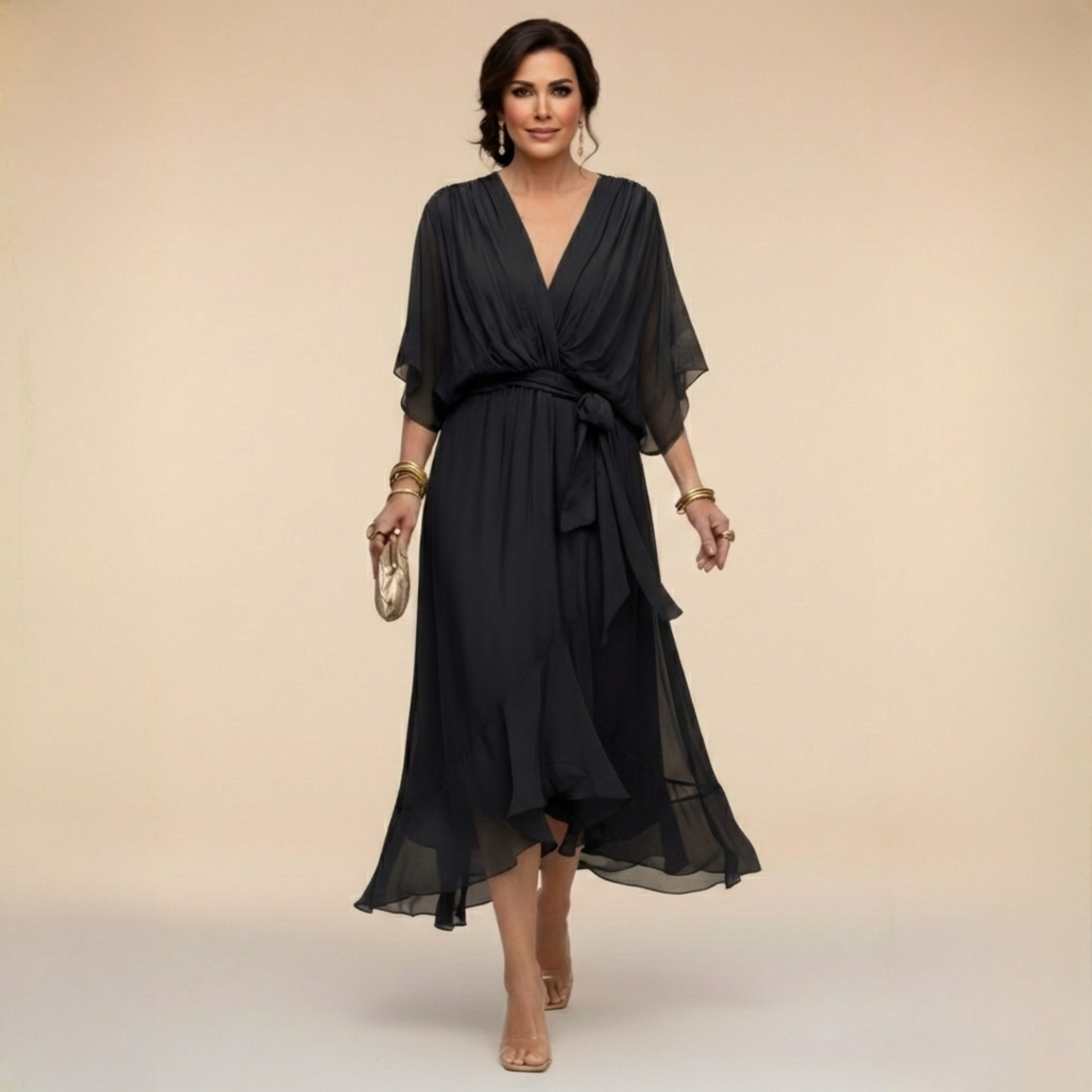 Sfumato | Abito in Chiffon con Scollo a V