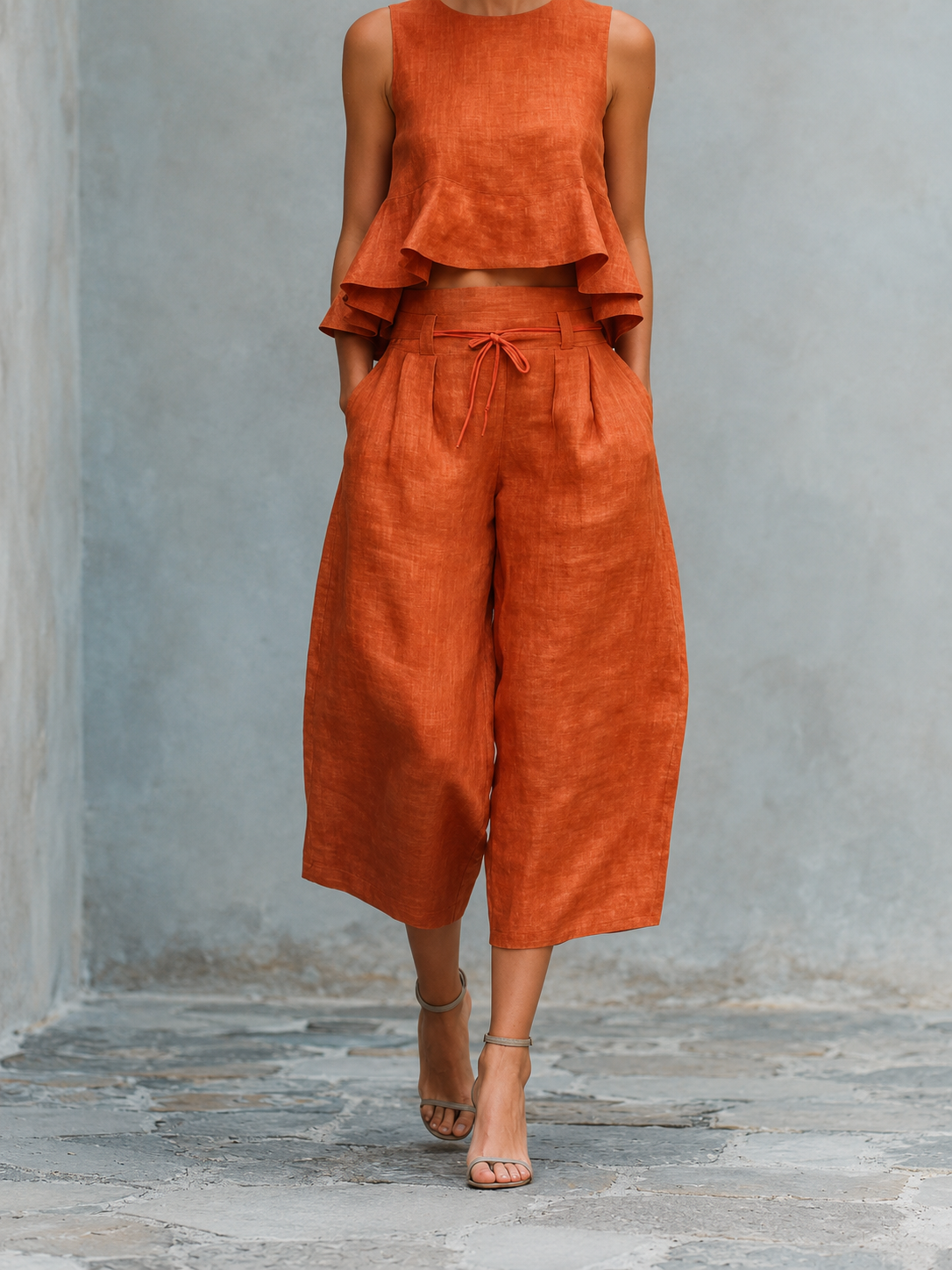 Freya Conjunto de Dos Piezas para Mujer con Bajo Fruncido