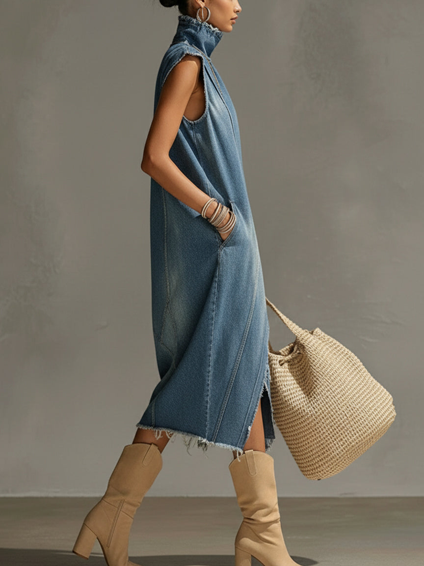 Ginevra | Abito Lungo Dritto in Denim