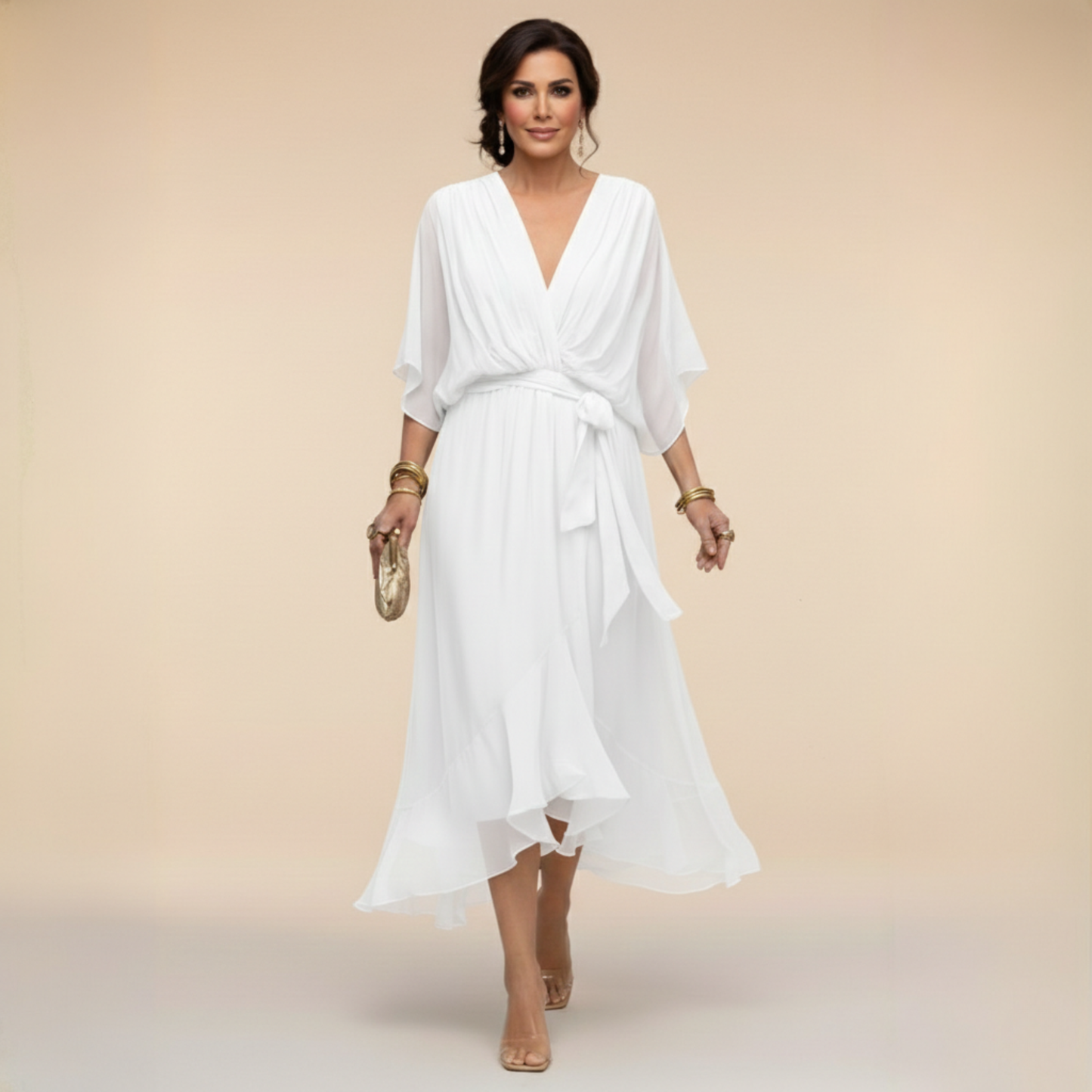Sfumato | Abito in Chiffon con Scollo a V