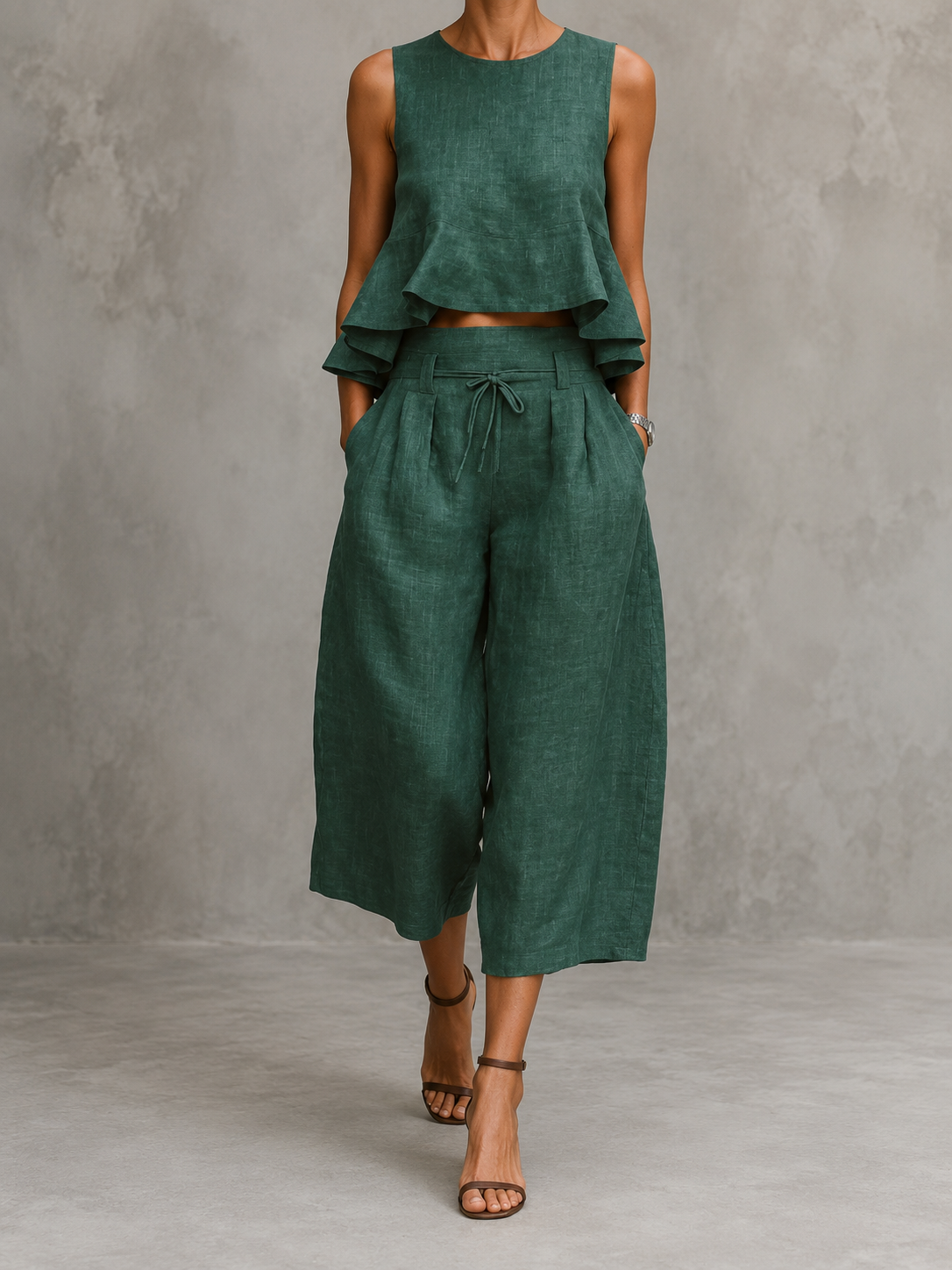Freya Conjunto de Dos Piezas para Mujer con Bajo Fruncido