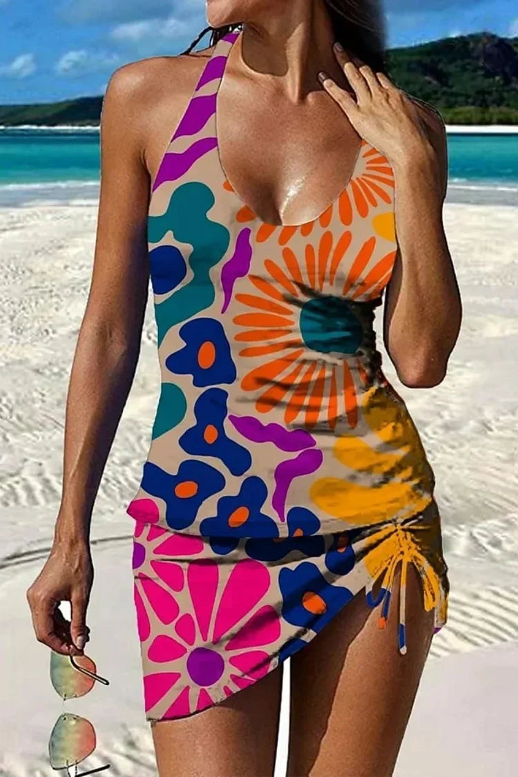 Fiesta | Tankini grafico floreale con short, effetto pancia piatta