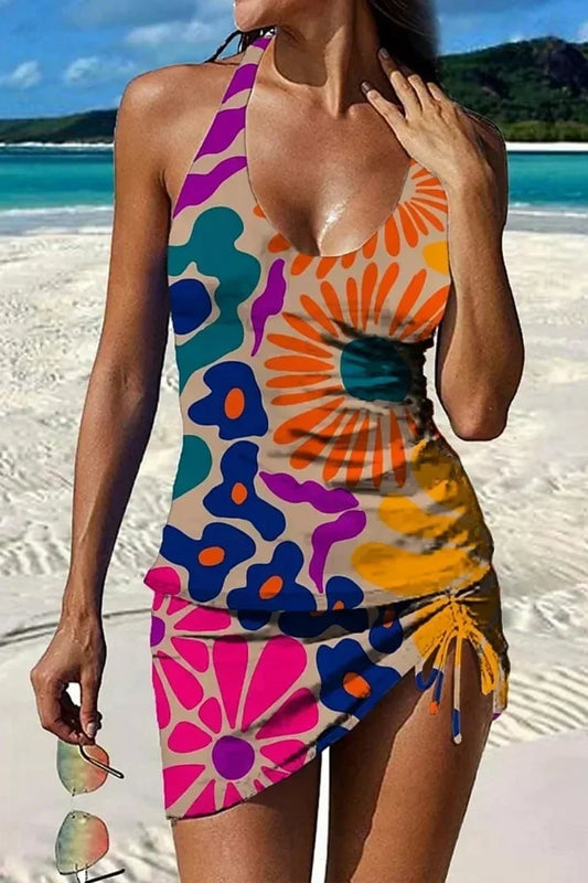Fiesta | Tankini grafico floreale con short, effetto pancia piatta