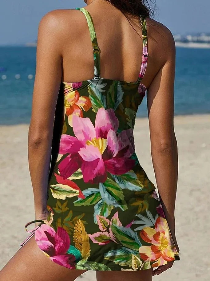 Fiesta | Tankini grafico floreale con short, effetto pancia piatta