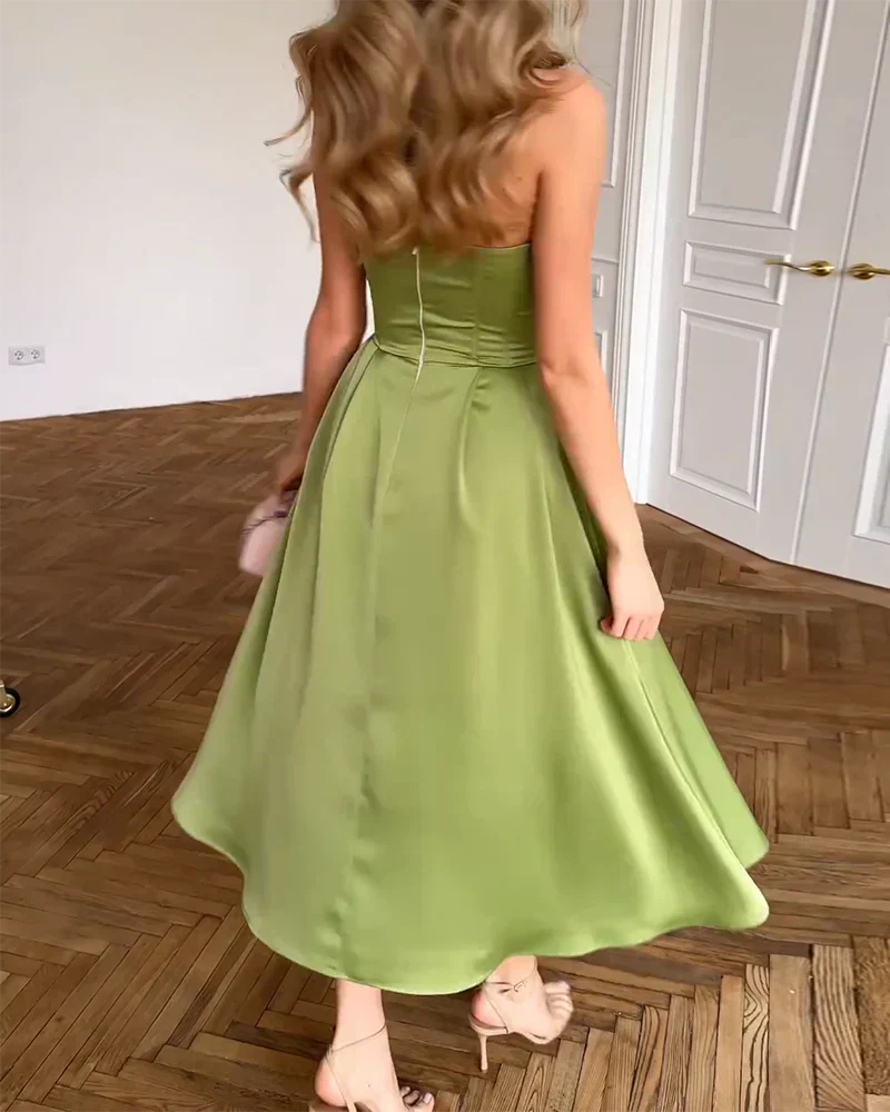 Liora | Abito Midi Elegante Senza Spalline
