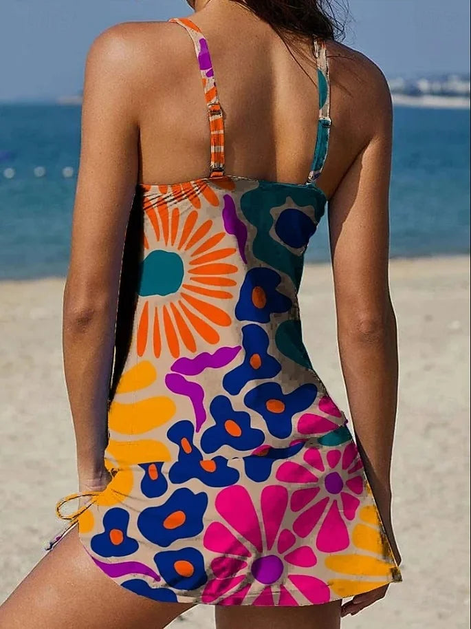 Fiesta | Tankini grafico floreale con short, effetto pancia piatta