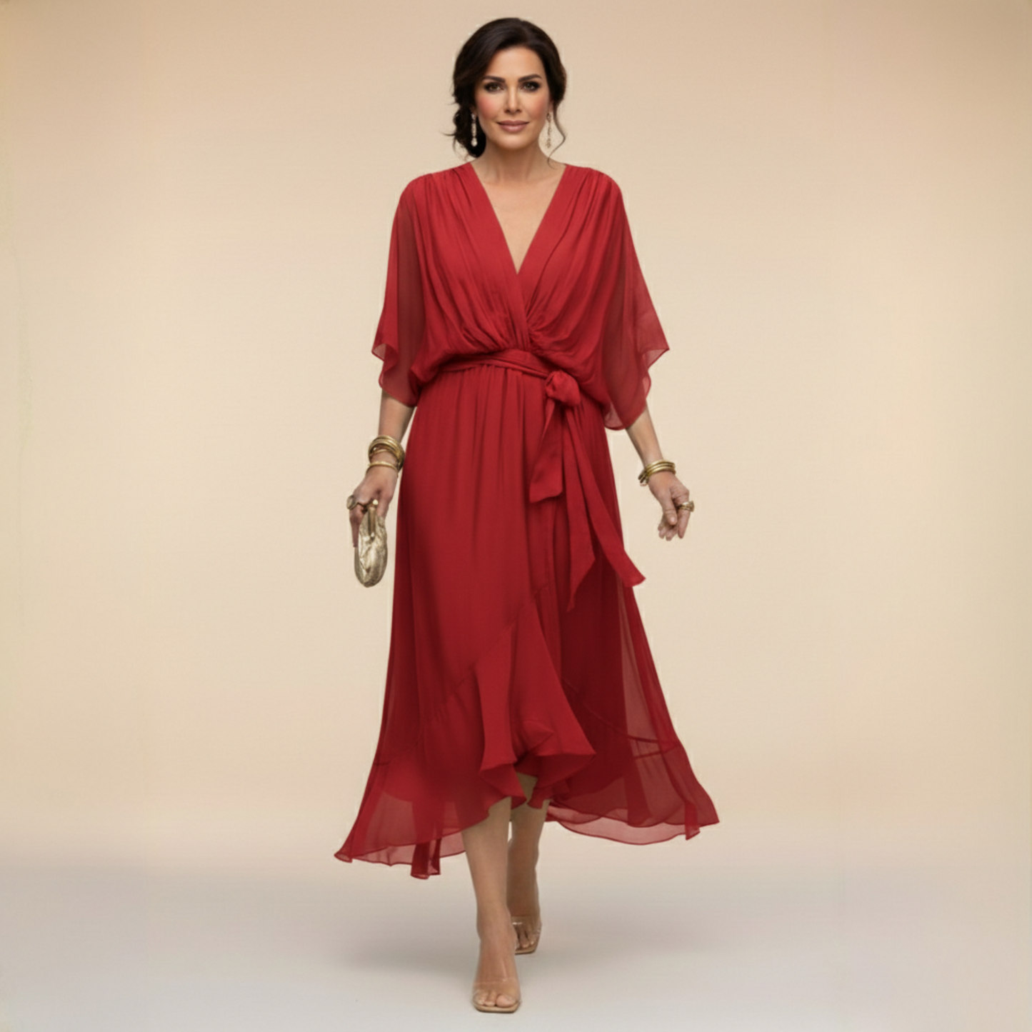 Sfumato | Abito in Chiffon con Scollo a V