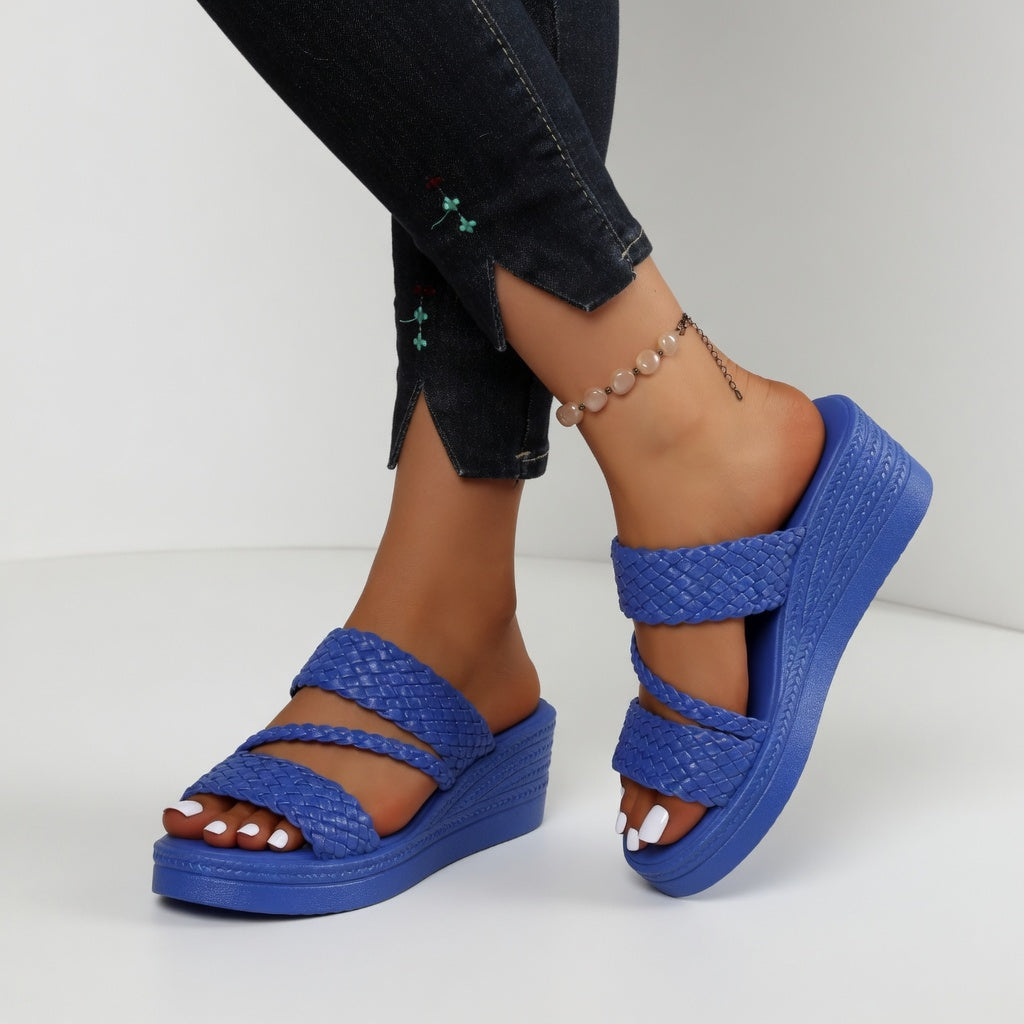 Teresa | Mule zeppa intrecciata colorata leggerezza estiva