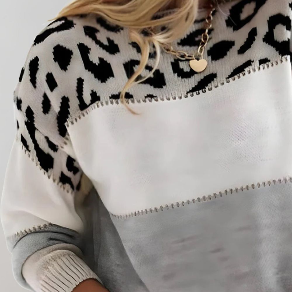 Noemi | Maglione Linea Regolare con Motivo Leopardato