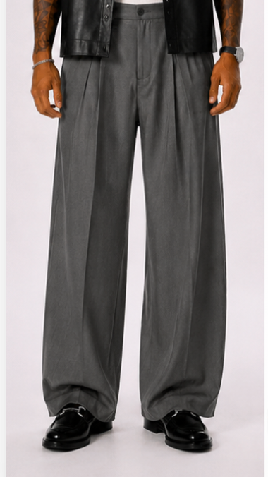 Pantalones casuales de pierna ancha de color liso para hombre