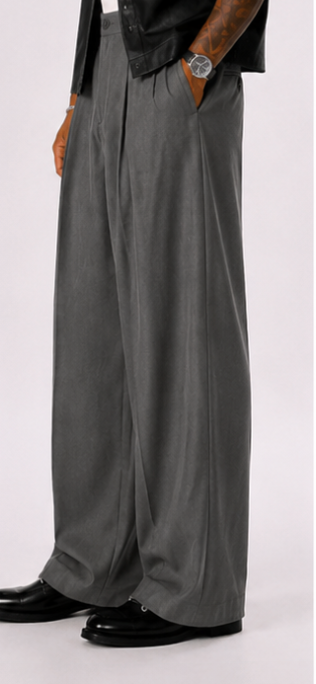 Pantalones casuales de pierna ancha de color liso para hombre