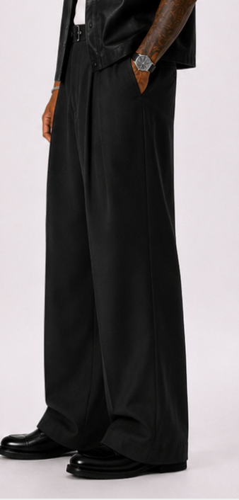 Pantalones casuales de pierna ancha de color liso para hombre