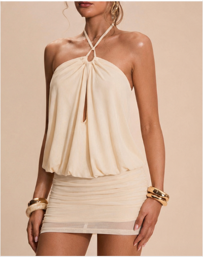 Vestido Opulessa - plisado halter