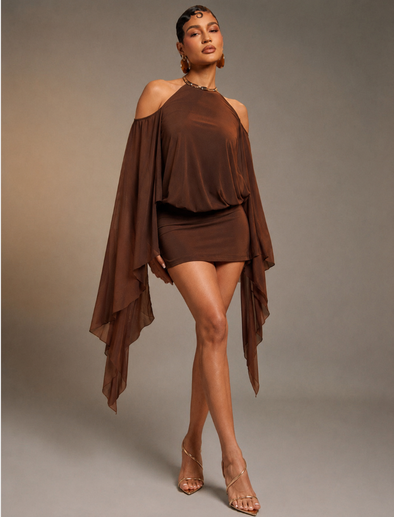 Celeste – Vestido Mini Hombros Descubiertos