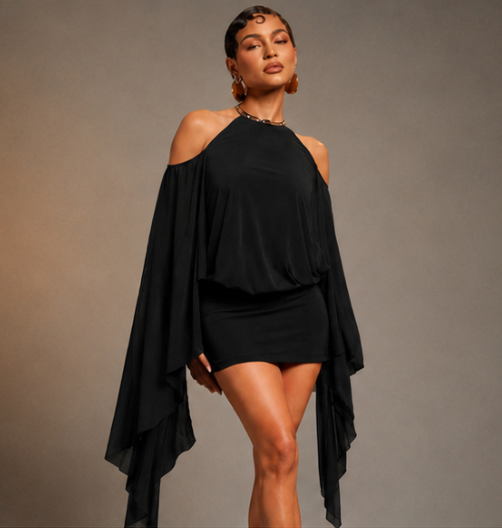 Celeste – Vestido Mini Hombros Descubiertos