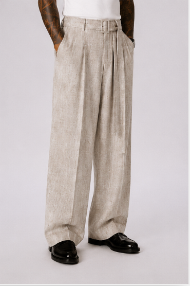 Pantalón Capri Lino – Corte Holgado Pierna de Barril