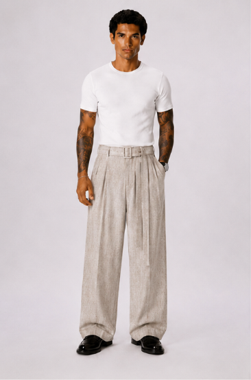 Pantalón Capri Lino – Corte Holgado Pierna de Barril