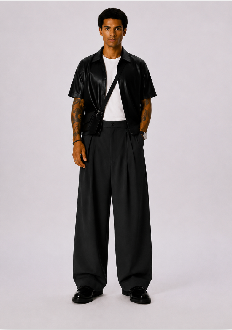 Pantalón Bellagio – Cintura Alta y Pierna Ancha Plisado