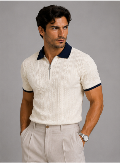 Polo Ashford – Media Cremallera Jacquard