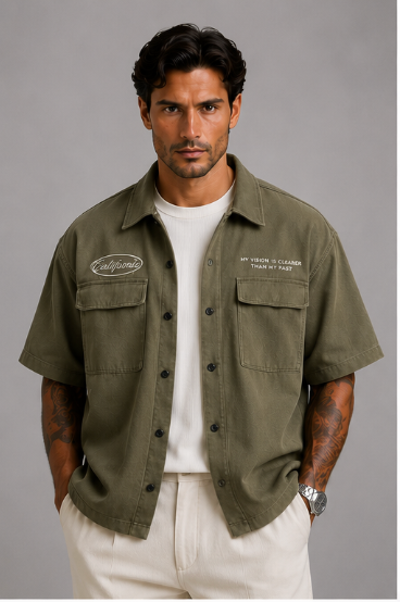 Dallas – Sobrecamisa Bordada Verde