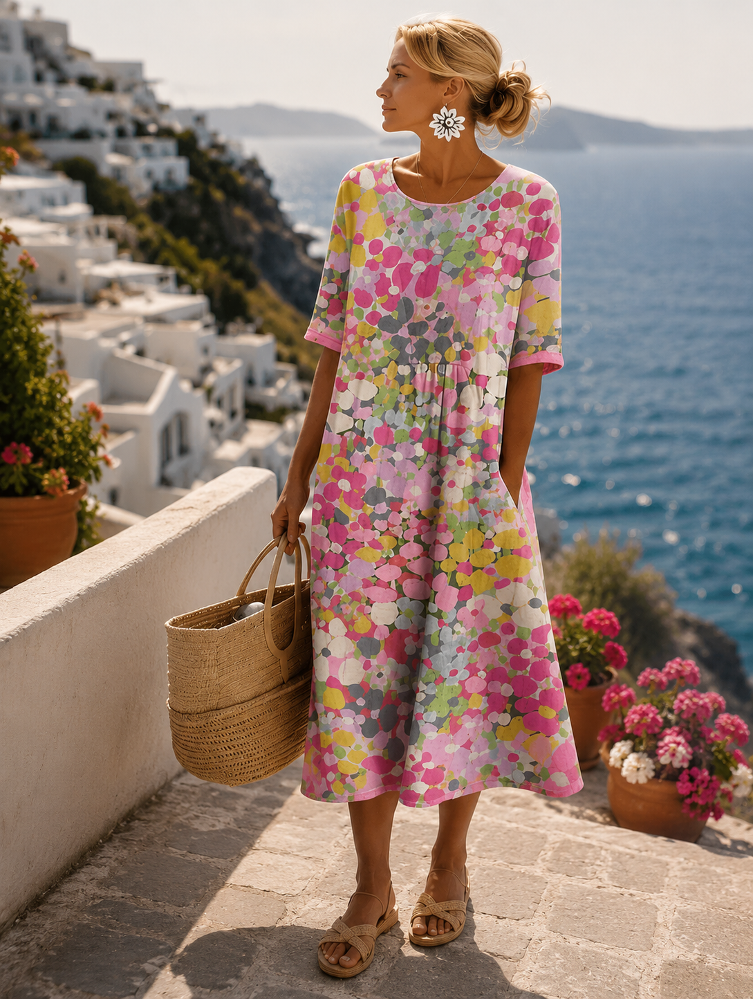Leonor | Abito midi floreale leggero e fluido