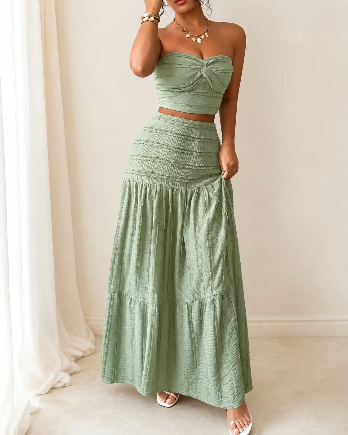 Aria | Set con Gonna Maxi Arricciata