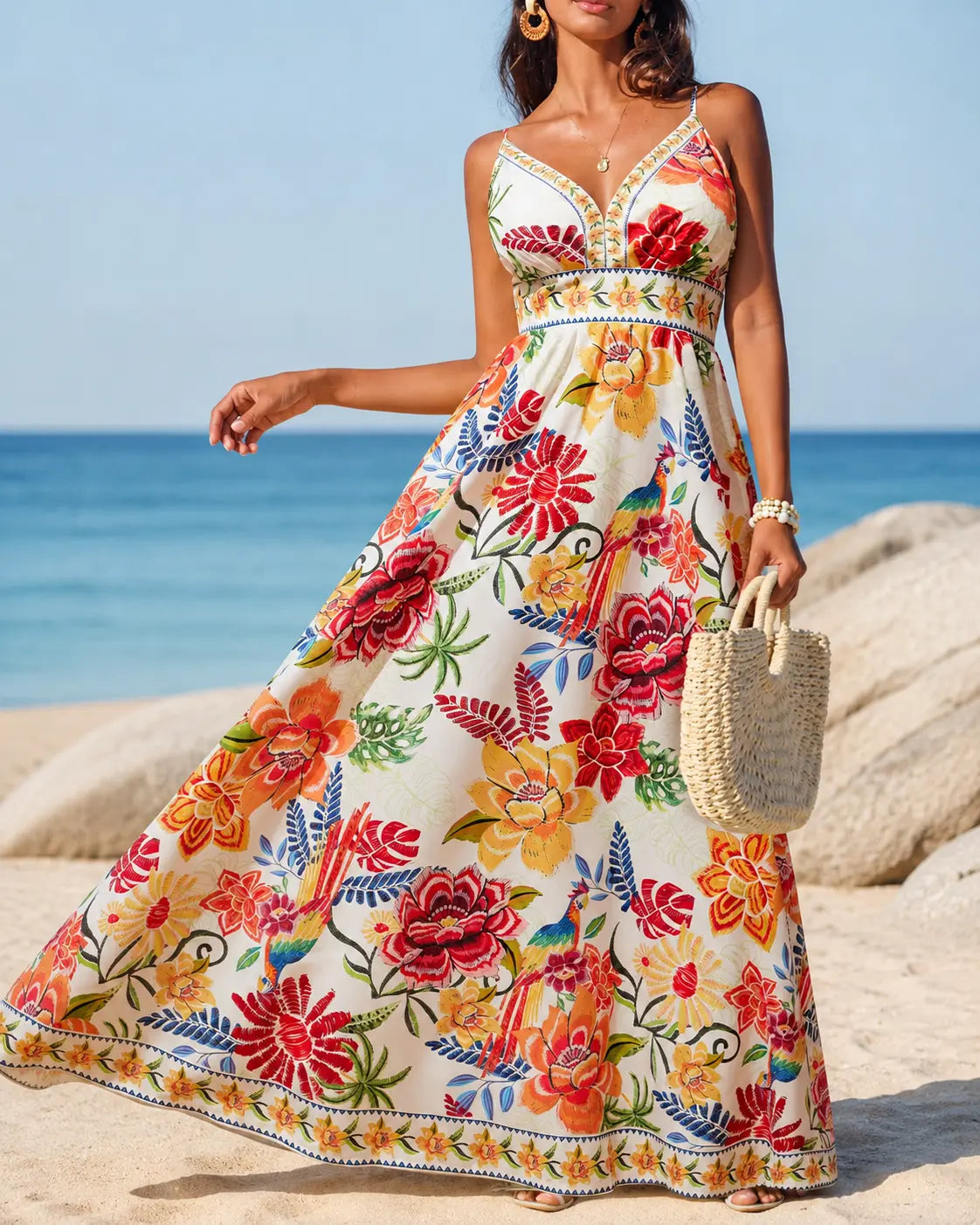 Marbella | Maxi Abito Fioritura Tropicale