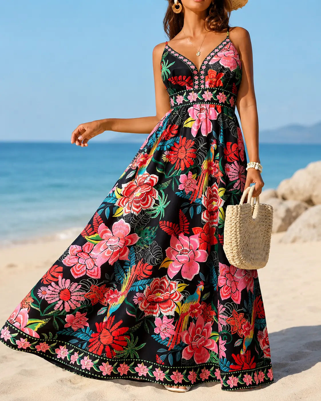 Marbella | Maxi Abito Fioritura Tropicale