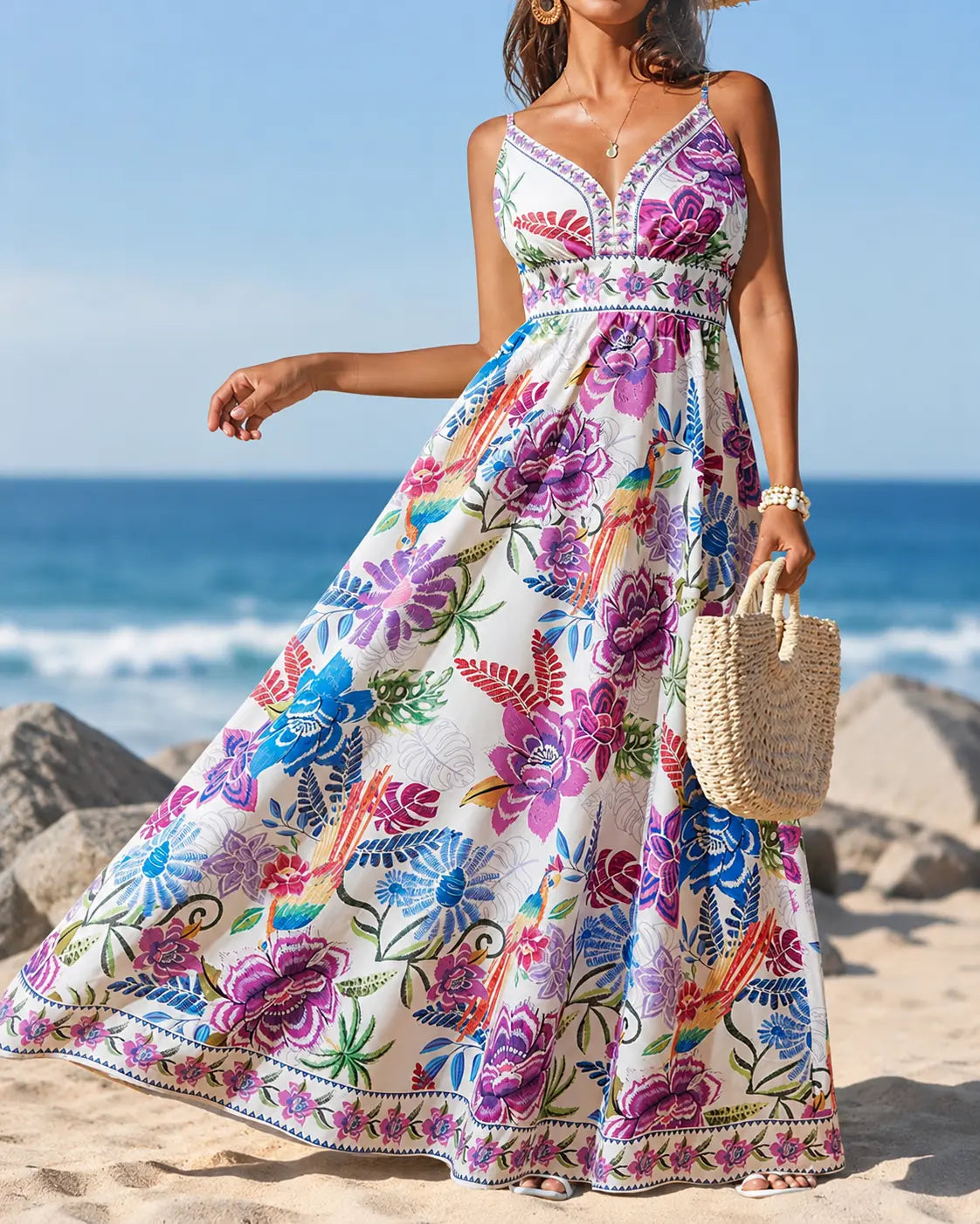 Marbella | Maxi Abito Fioritura Tropicale