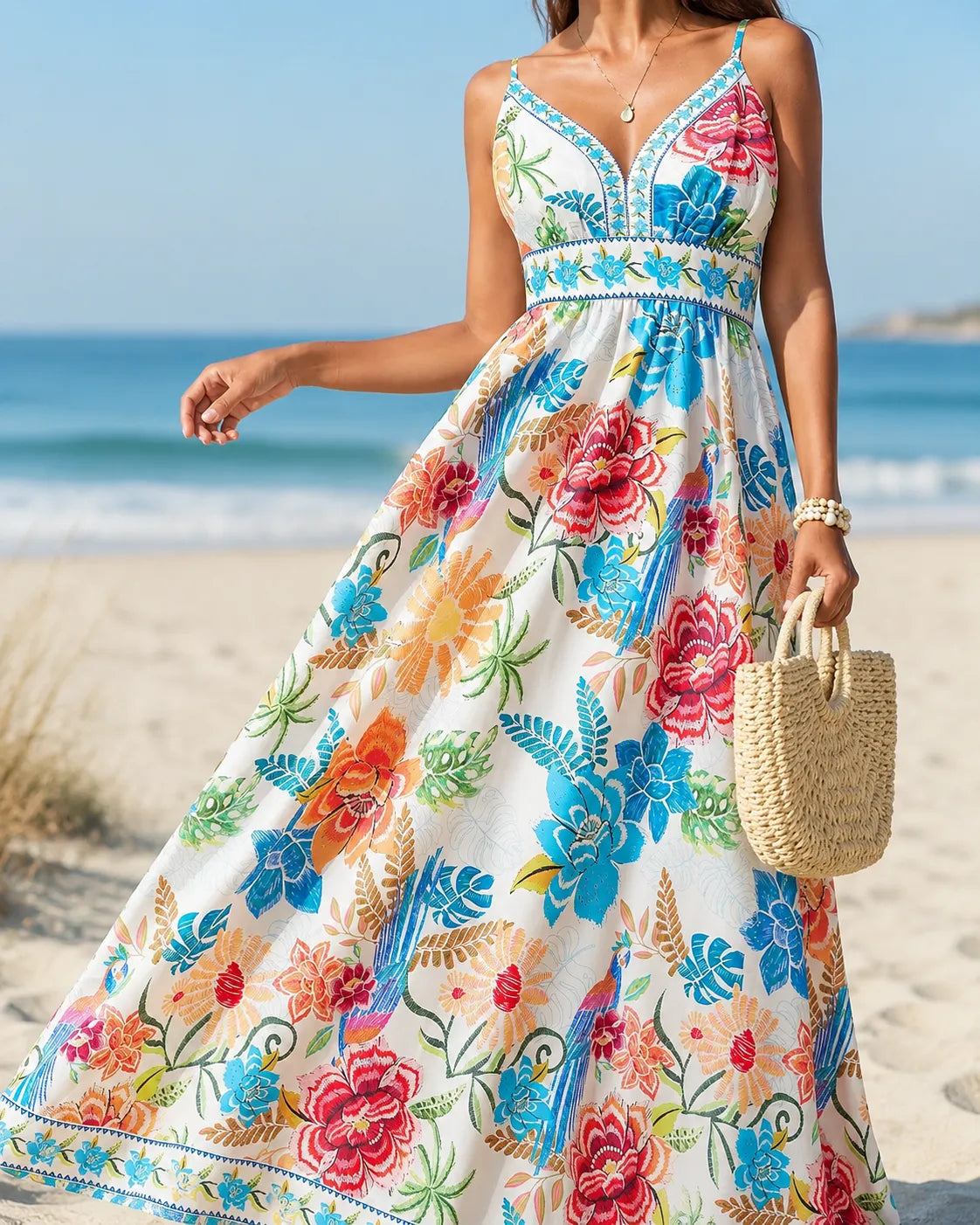 Marbella | Maxi Abito Fioritura Tropicale