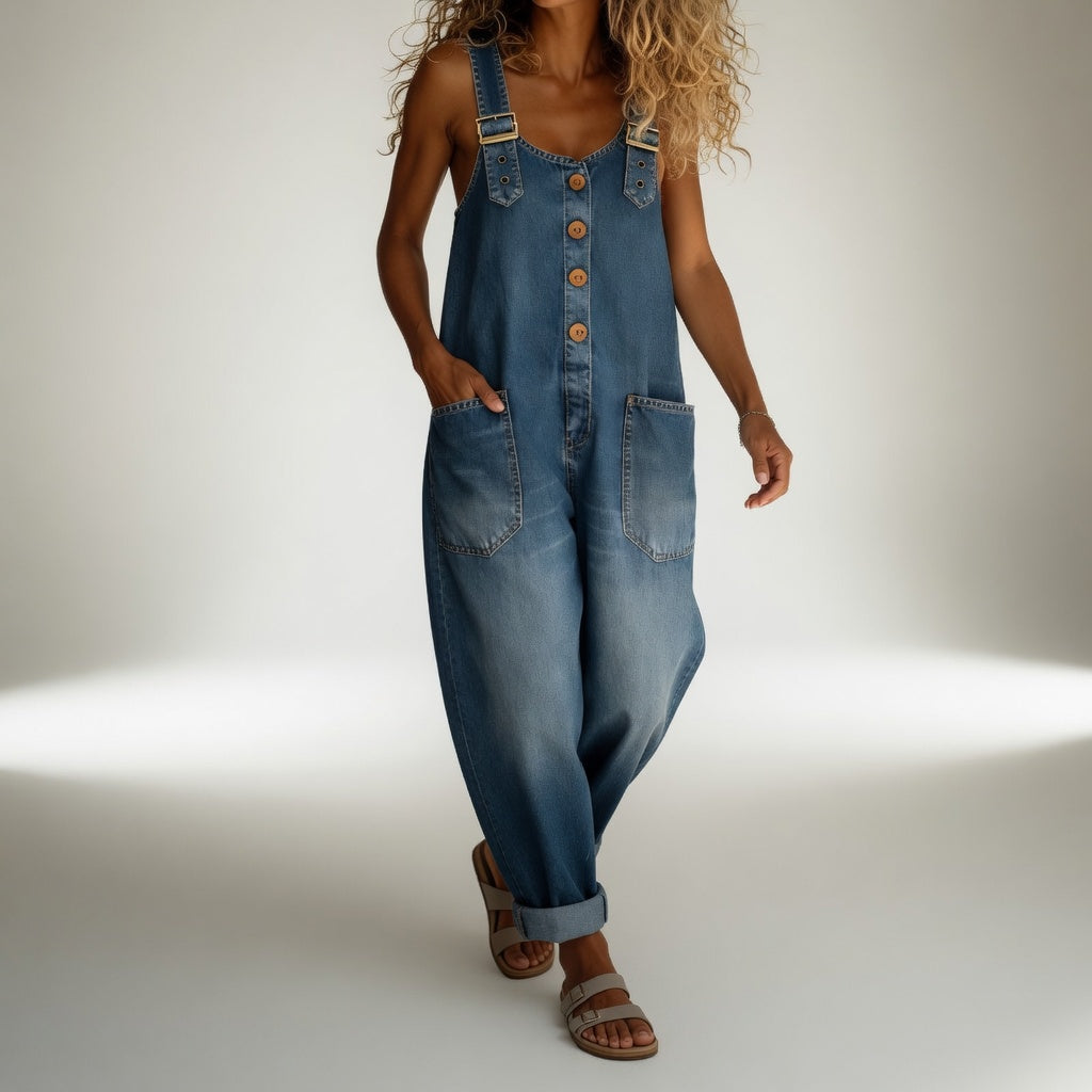 Bertille | Salopette in Denim, Allure Bohémien Estiva
