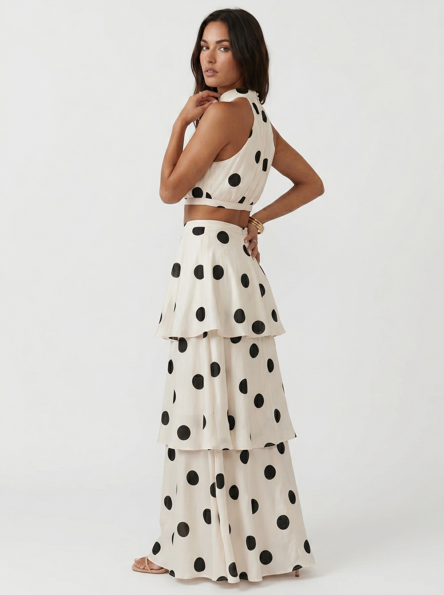 Lucia | Set Composto da Top e Gonna Lunga a Pois