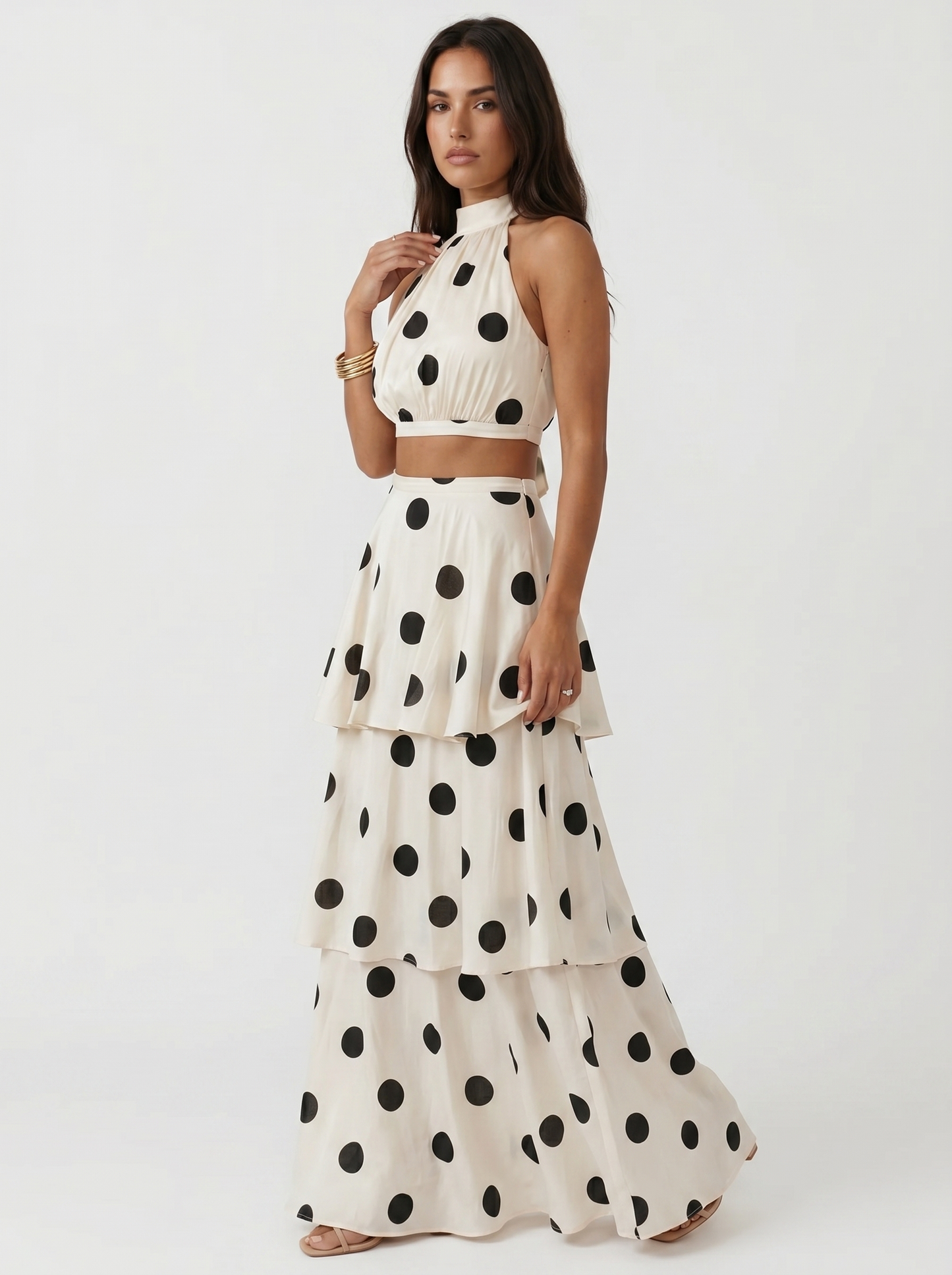 Lucia | Set Composto da Top e Gonna Lunga a Pois