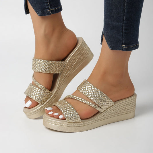 Teresa | Mule zeppa intrecciata colorata leggerezza estiva